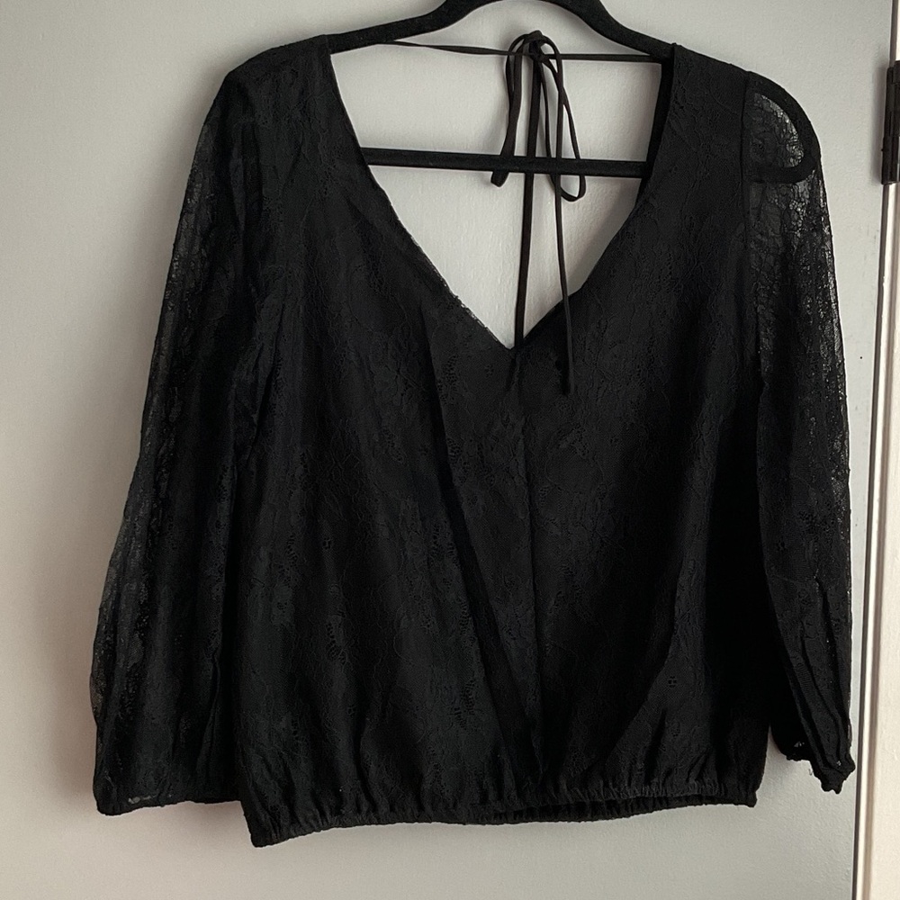 Alice + Olivia Black Lace Blouse